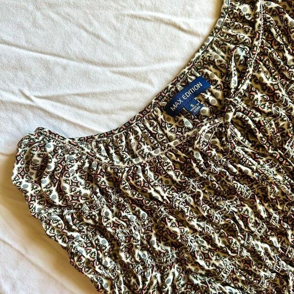 Max Edition Off The Shoulder Boho Print Balloon Sleeve Blouse Sz S Fairy Cottage - Picture 2 of 4